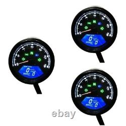 3pcs 12000RPM LCD Digital Speedometer Tachometer Odometer Speedo Meter Tacho Tac