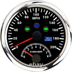 5 Gauge Set 85mm GPS Speedo 200MPH WithTacho&52mm Fuel Water Temp Oil Pressure