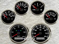 6 Gauge Set With Sender 120kmh 85mm Car Speedo Tacho Fuel Temp Volt Oil Pressure