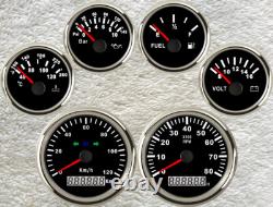 6 Gauge Set With Sender 120kmh 85mm Car Speedo Tacho Fuel Temp Volt Oil Pressure