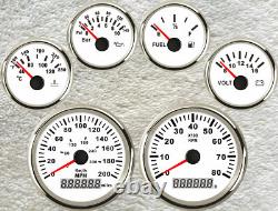 6 Gauge Set With Senders 200mph 300kph Speedo Tacho Fuel Temp Volts Oil Pressure
