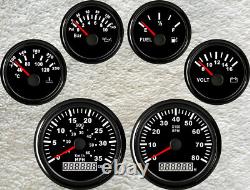 6 Gauge Set With Senders 35mph 60 Kph Speedo Tacho Fuel Temp Volts Oil Pressure
