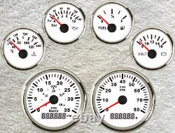 6 Gauge Set With Senders 40mph 35knots Speedo Tacho Fuel Temp Volt Oil Pressure