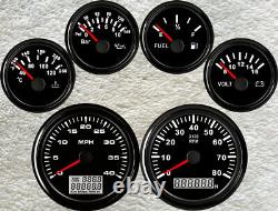 6 Gauge Set With Senders 40mph 85mm GPS Speedo Tacho Fuel Temp Volt Oil Pressure