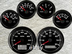 6 Gauge Set With Senders 40mph 85mm GPS Speedo Tacho Fuel Temp Volt Oil Pressure