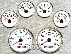 6 Gauge Set with Sender 85MM 120MPH GPS Speedo Tacho Fuel Temp Volt Oil Pressure