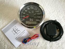 6 gauge set 200mph 300km/h speedo tacho fuel level temp volts oil pressure black