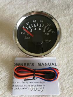 6 gauge set 200mph 300km/h speedo tacho fuel level temp volts oil pressure black