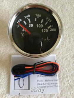 6 gauge set 200mph 300km/h speedo tacho fuel level temp volts oil pressure black