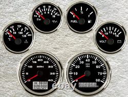 6 gauge set 40mph speedo tacho fuel water temperature volts oil pressure red led