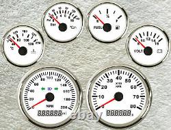 6 gauge set 85mm GPS 200mph speedo with lights tacho fuel temp volt oil pressure