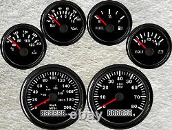 6 gauge set with senders 200mph 300km/h speedo tacho fuel temp volt oil pressure