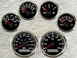 6 gauge set with senders 200mph 300km/h speedo tacho fuel temp volt oil pressure