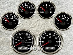 6 gauge set with senders 200mph 300km/h speedo tacho fuel temp volt oil pressure