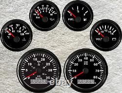 6 gauge set with senders 40mph 35knots speedo tacho fuel temp volts oil pressure