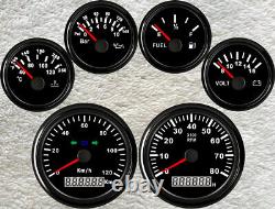 6 gauge set with senders GPS 0-120km/h speedo tacho fuel temp volts oil Pressure