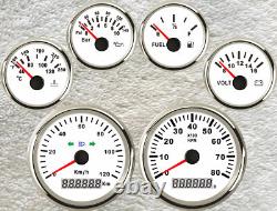 6 gauge set with senders gps 0-120km/h speedo tacho fuel temp volts oil pressure