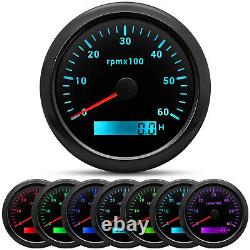 7 Gauge Set 85mm GPS Speedo 0-120MPH Tacho 6000RPM &52MM Fuel/Temp/Oil/Volt/Trim