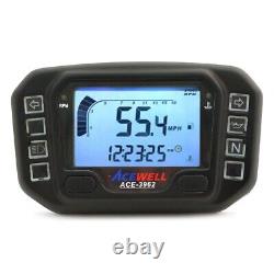 Acewell 3962 Speedo Tach Multifunction Motorcycle Gauge Black Cafe Racer Tracker