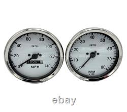 CLASSIC 100mm WHITE DIAL SPEEDOMETER & TACHOMETER SET UK SUPPLIED