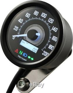 Daytona'Velona 2' Tachometer 60mm Speedometer 200km/h e-geprüft Kontrollleuchte