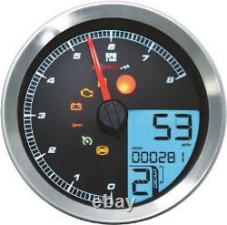 Koso LCD Color Change Speedo & Tachometer Silver Bezel BA051201 48-2346