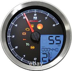 Koso LCD Color Change Speedo & Tachometer Silver Bezel BA051201 48-2346
