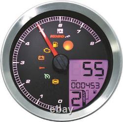 Koso LCD Color Change Speedo & Tachometer Silver Bezel BA051201 48-2346