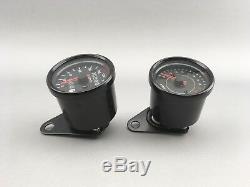 Motorrad Mini Tachometer Speedometer Tacho Drehzahlmesser Set rev counter black