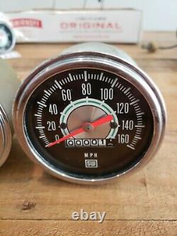 Nos Vintage Stewart Warner Speedometer Tachometer Set Green Line 8K RPM 160 MPH