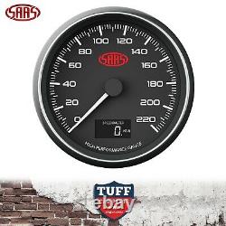 SAAS 3.5 Black Muscle In Dash Speedo 0-220 kph & Fitting Kit 89mm Speedometer