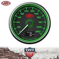 SAAS 3.5 Black Muscle In Dash Speedo 0-220 kph & Fitting Kit 89mm Speedometer