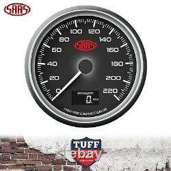 SAAS 3.5 Black Muscle In Dash Speedo 0-220 kph & Fitting Kit 89mm Speedometer