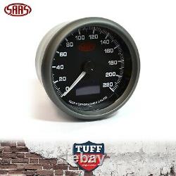 SAAS 3.5 Black Muscle In Dash Speedo 0-220 kph & Fitting Kit 89mm Speedometer