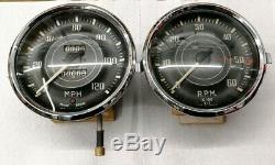 Triumph Tr2 Tr3 Jaeger Speedometer MPH & Tachometer RPM Gauge Domed Glass
