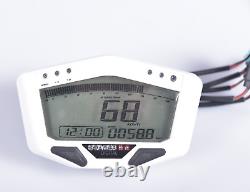 Univ Speedometer Stage6 White Line Digital Speedometer ODO Trip RPM Temp Motorcycle