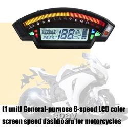 Universal 12V Motorcycle LCD Speedometer Tachometer 6 Gear Display 14000 RPM